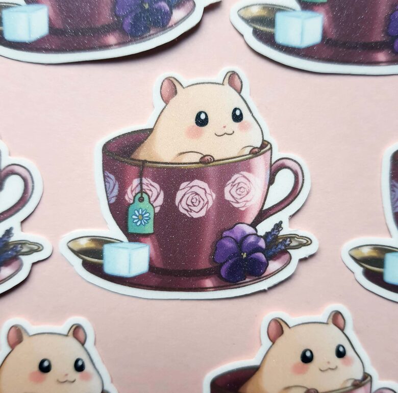 Hamster Sticker Teacup